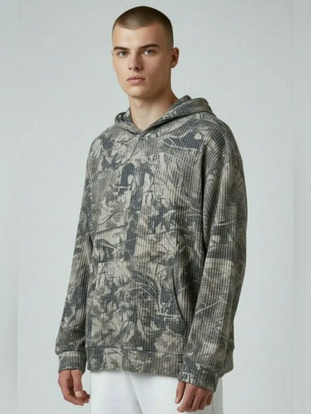 NEGATIVE SPACE: MEN'S: WAFFLE KNIT: CAMO: HOODIE: SIZE: XL: BRAND NEW